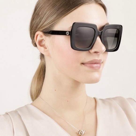 NEW GUCCI GG0328S 001 SQUARE WOMEN SUNGLASSES GUCCI NEW COLLECTION EYEWEAR - Picture 10 of 12